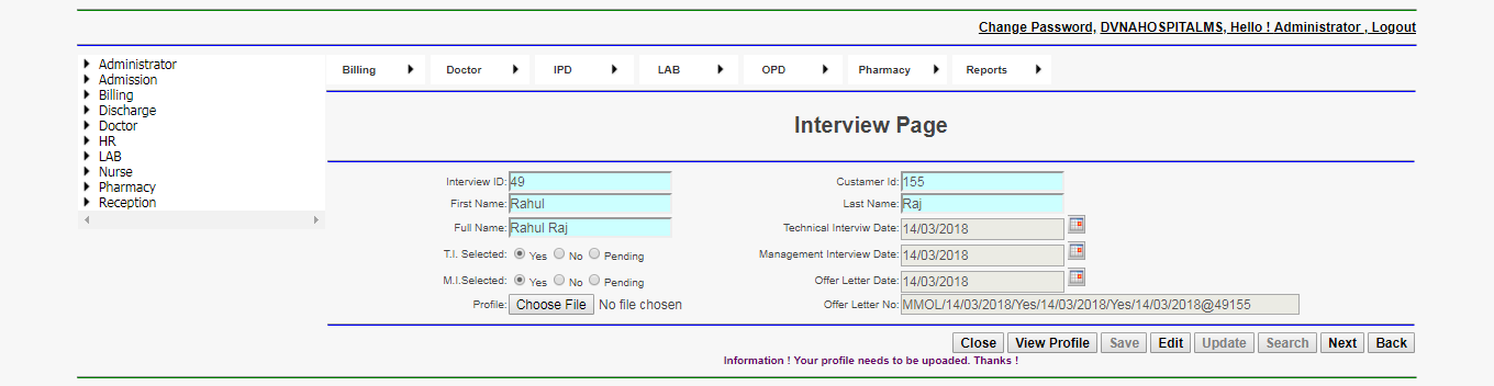 DVNAPMS Interview Page