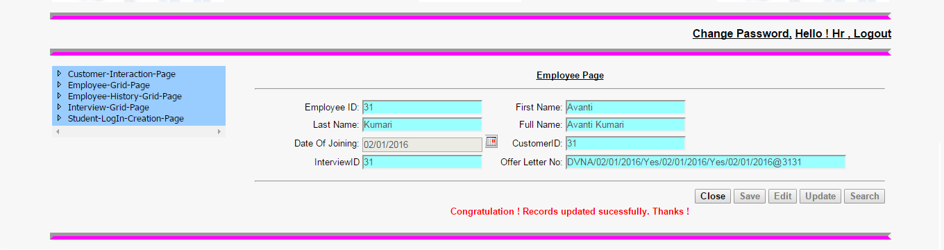 Employee Grid Page