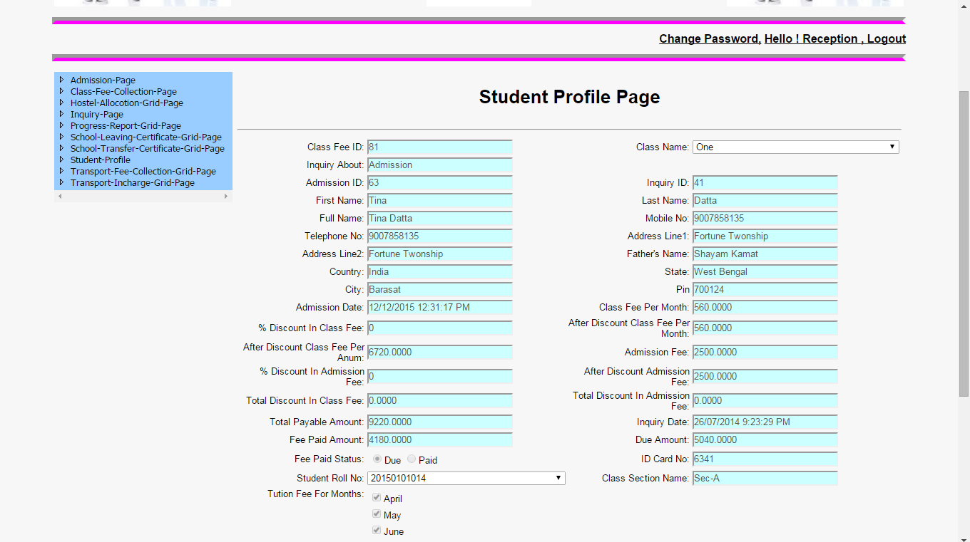 Student Profile Page DVNASMS2016
