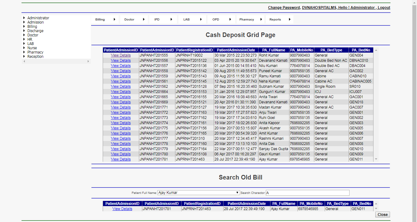 DVNAPMS 2016 Cash Deposit Grid Page