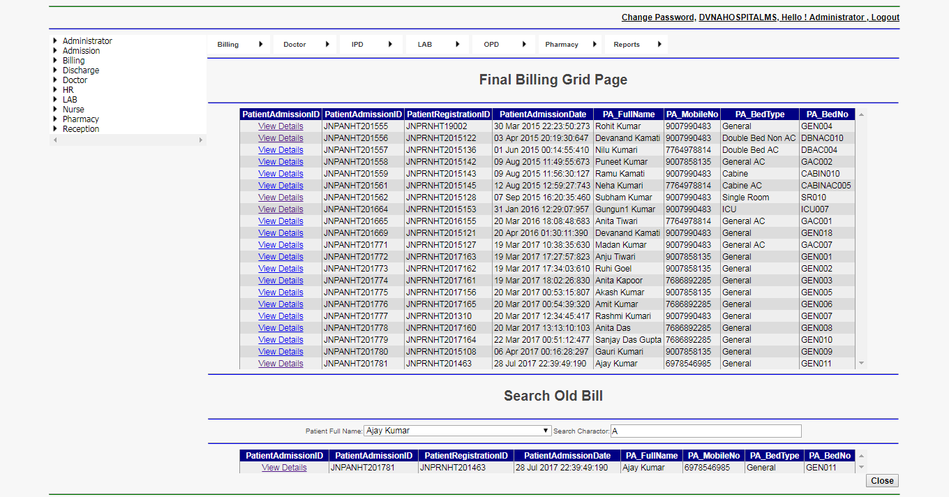 DVNAPMS 2016 Final Billing Grid Page