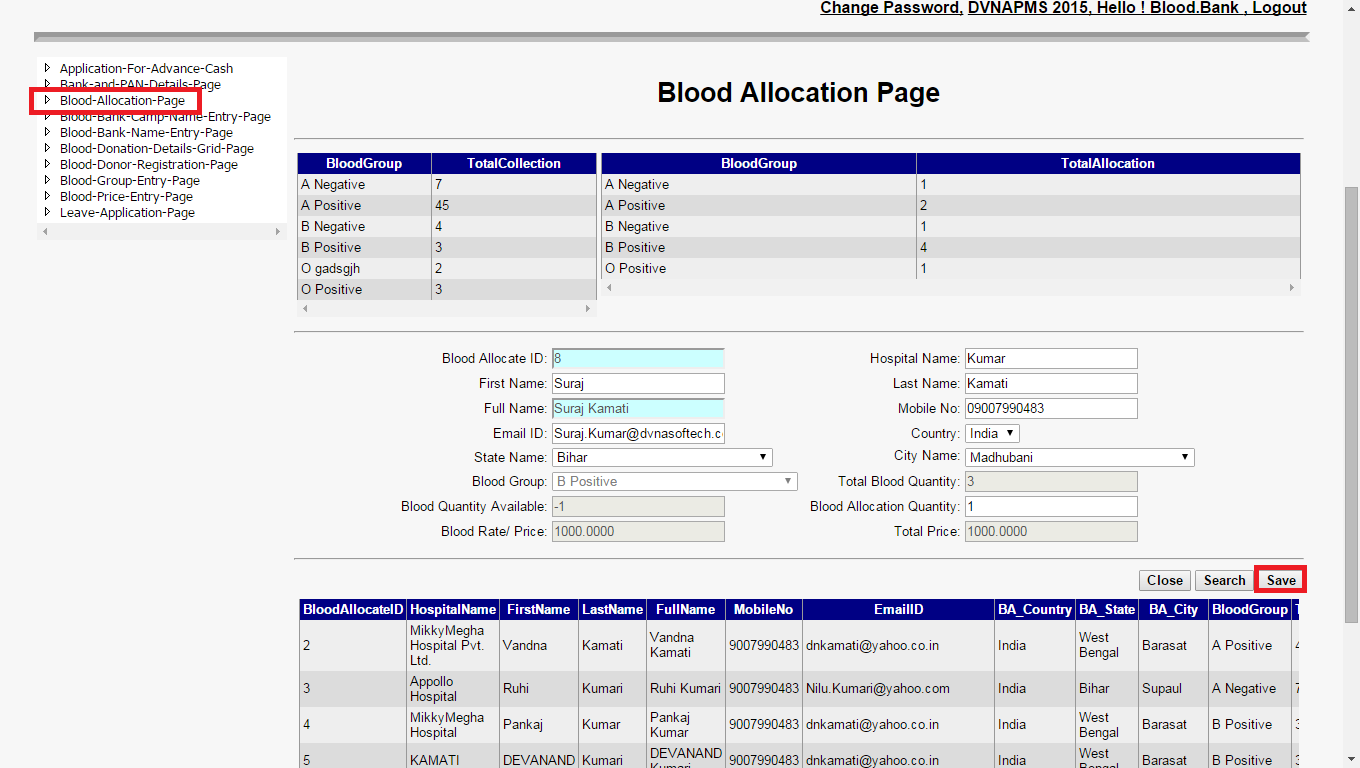 Blood Allocation