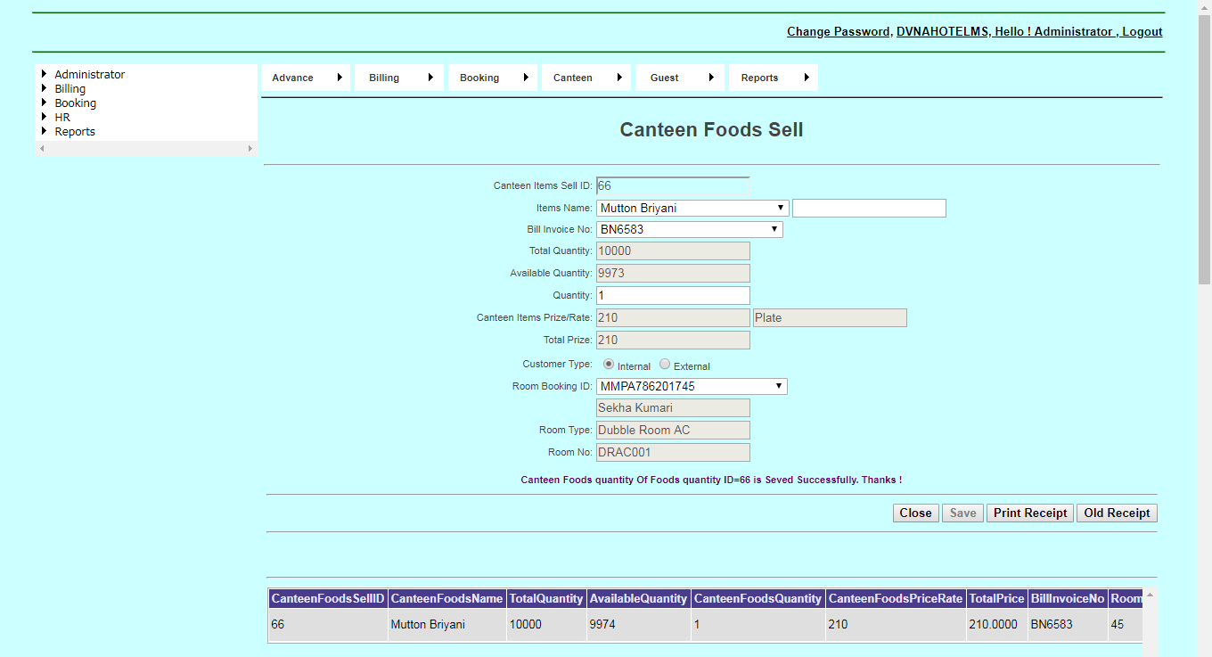 DVNAPMS Canteen Foods Sell Page