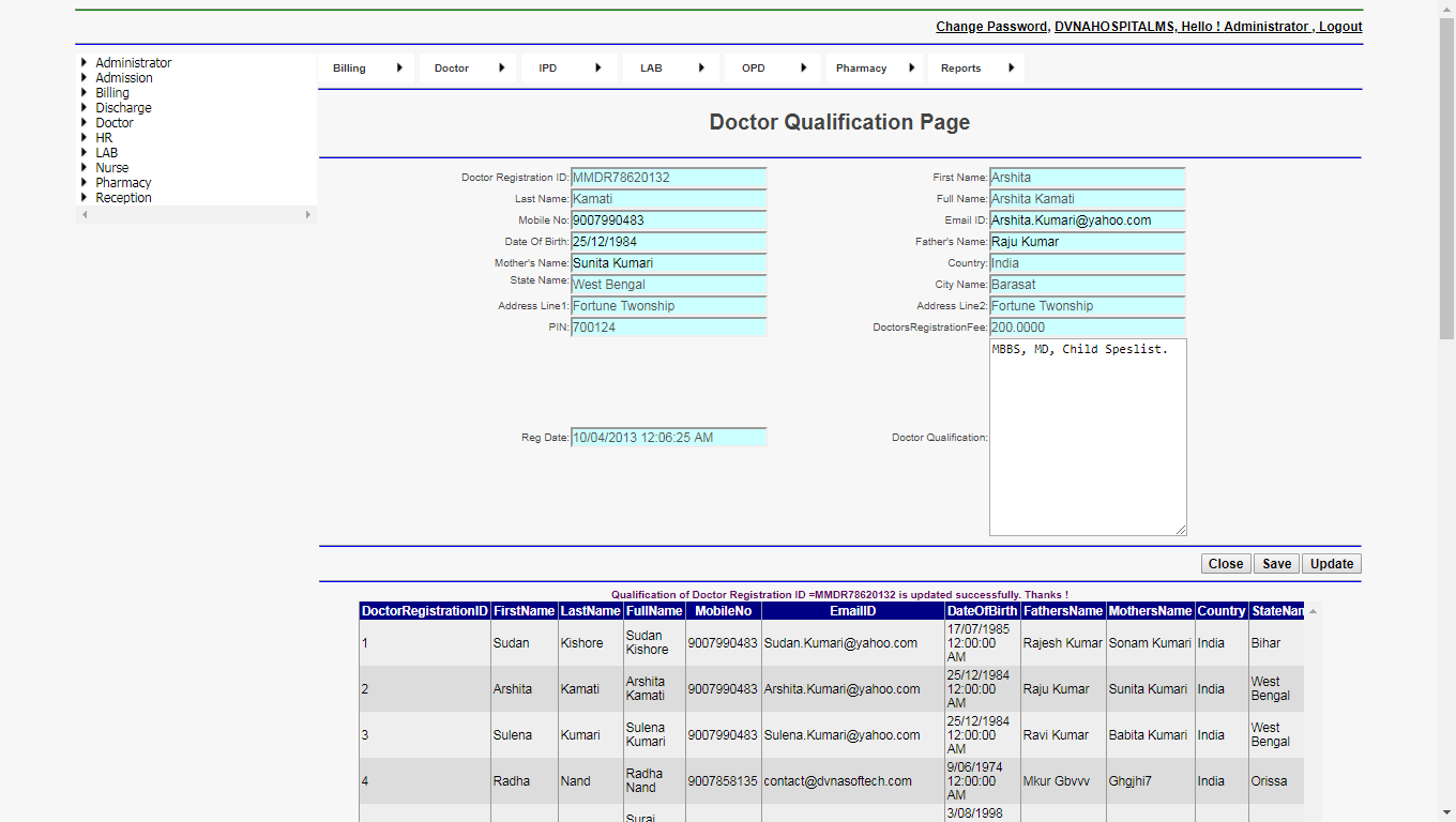 DVNAPMS Doctor Qualification Page