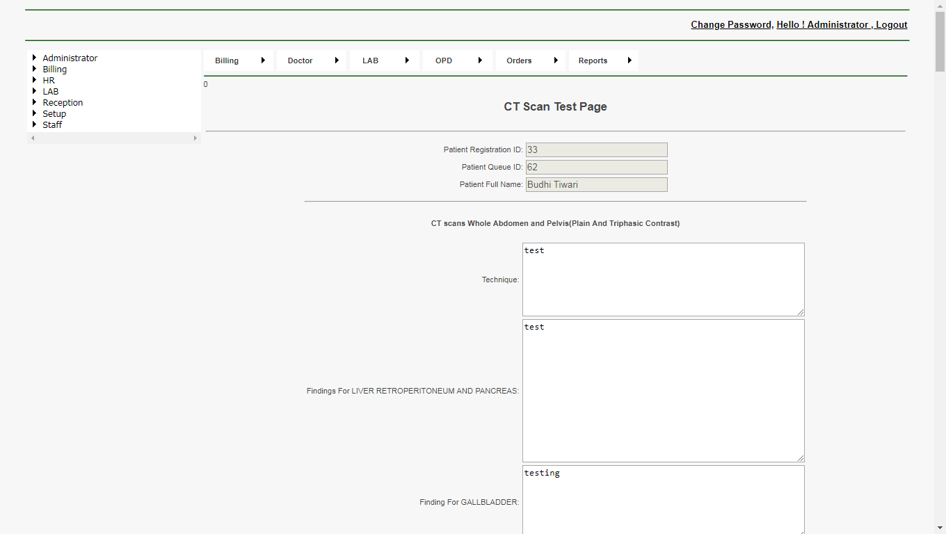 DVNAPMS CT Scan Whole  Test Page