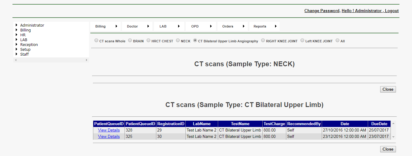 DVNAPMS CT scans CT-Bilateral Upper Limb Grid