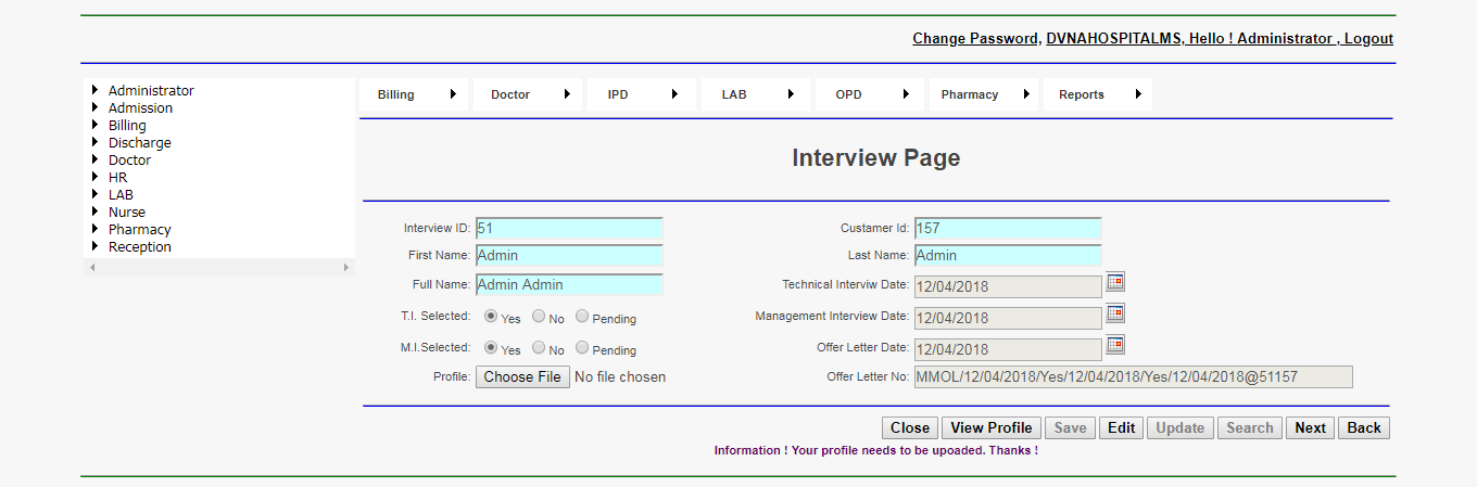 DVNAPMS Interview Page