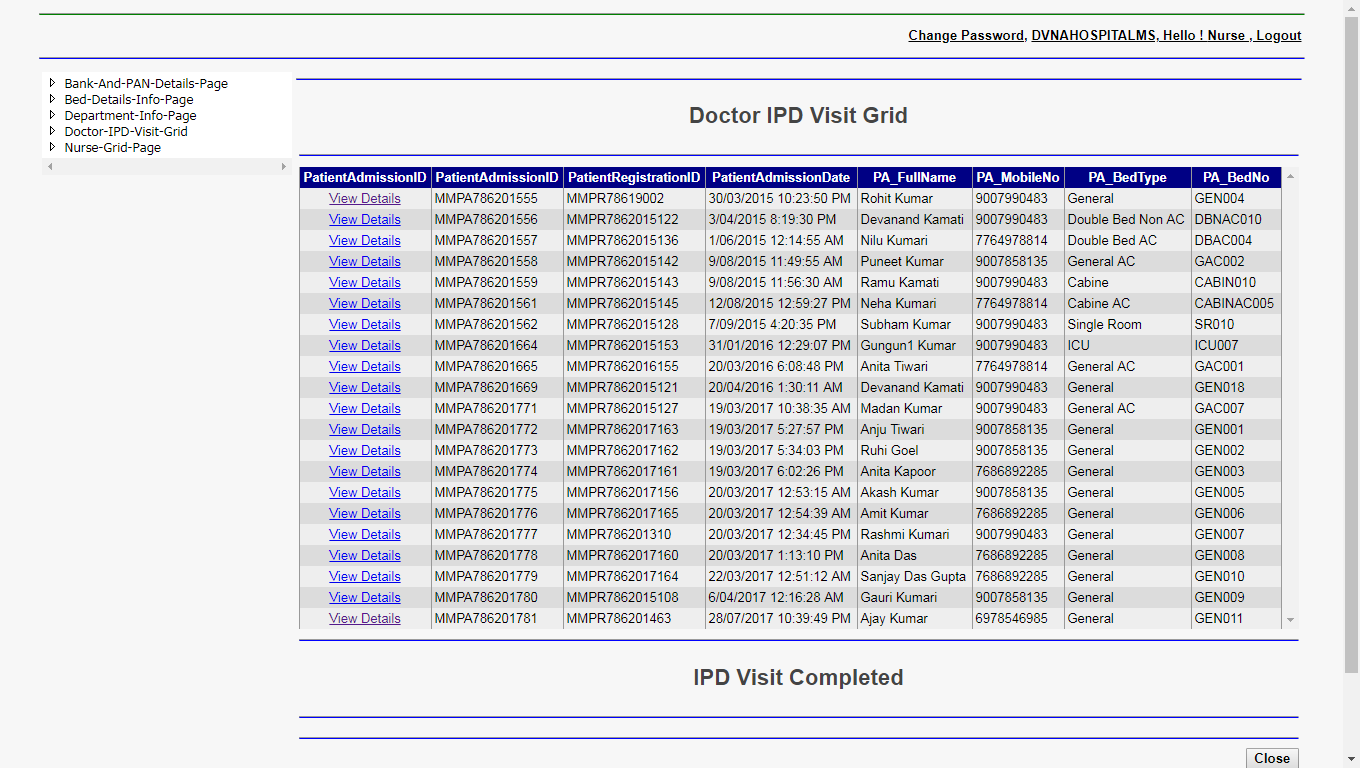 DVNAPMS-Doctor-IPD-Visit-Grid