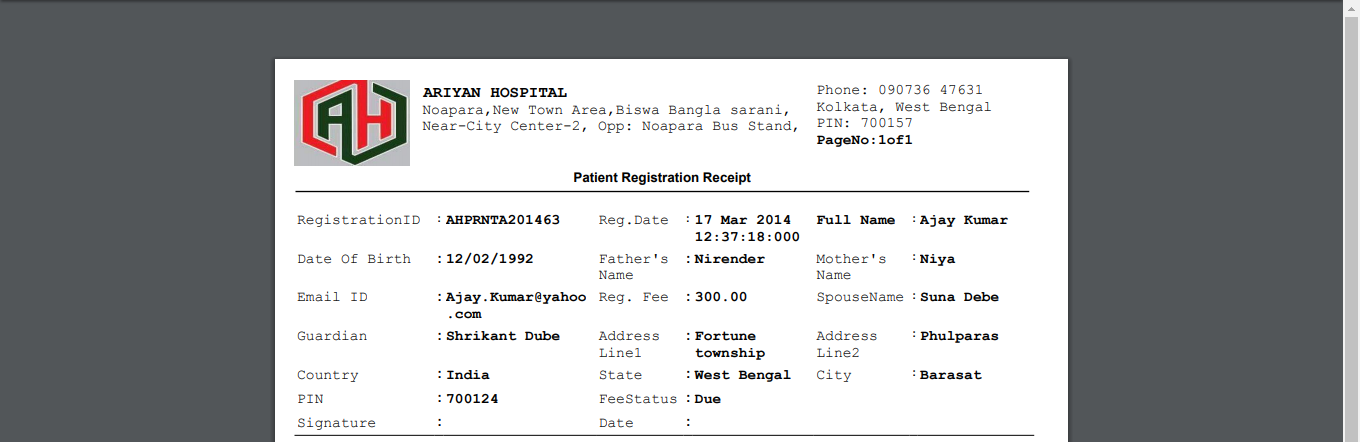 DVNAPMS Customer Interaction Page