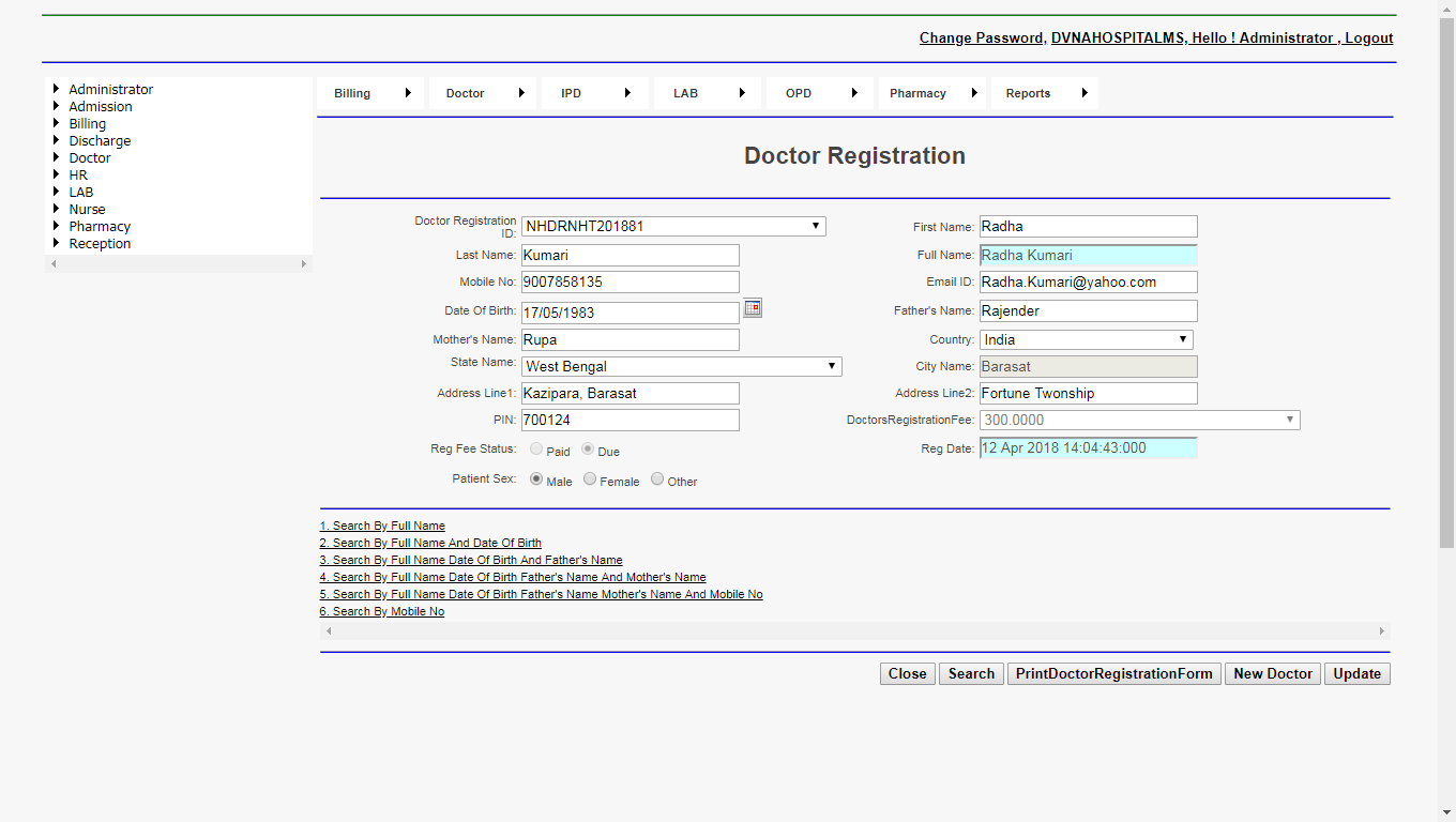 DVNAPMS | Doctor Registration page