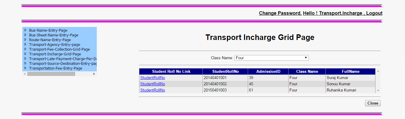 Transport Incharge Grid Page 2