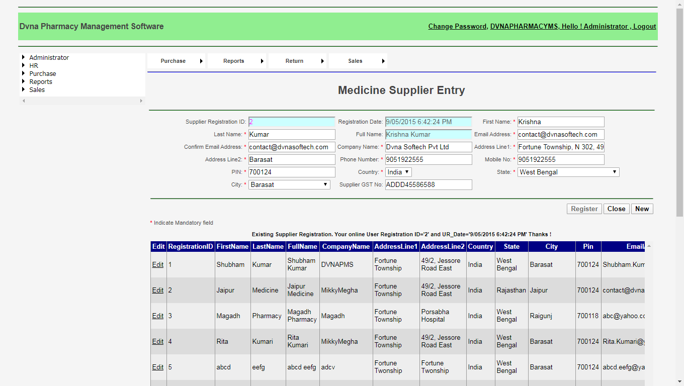 Medicine Supplier Registration